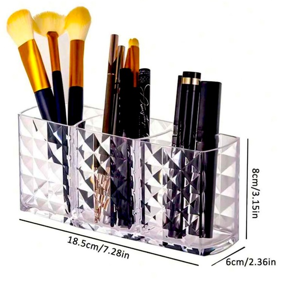 Clear Jacquard 3 compartment Makeup Organizer NEW 🏷️ - Picture 2 of 3